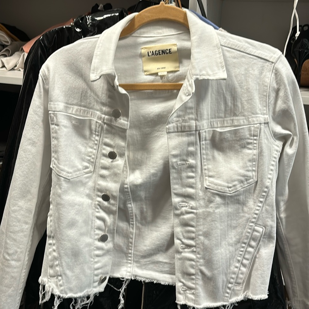 L'agence white denim jacket size S from Saks.